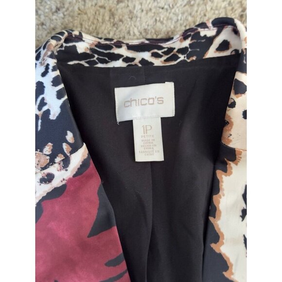 CHICOS Multicolor Floral Paisley Blazer One Button MEDIUM PETITE Office Formal - Picture 3 of 9